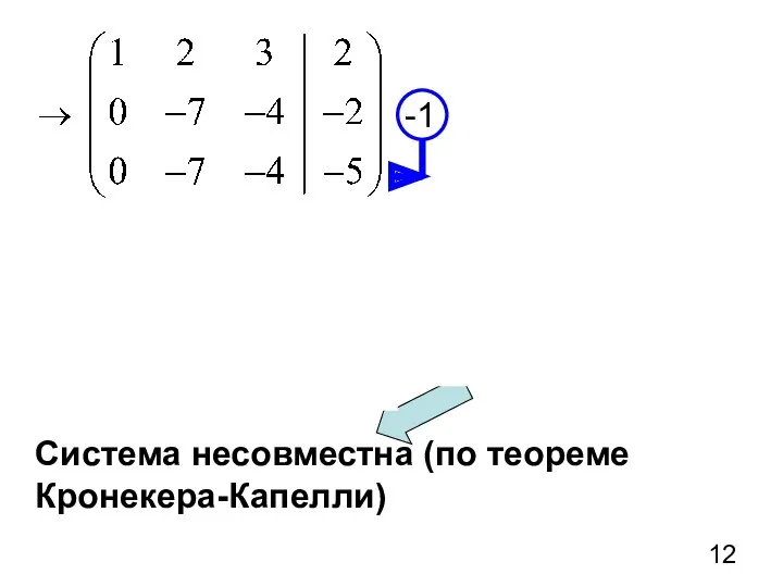 Система несовместна (по теореме Кронекера-Капелли)