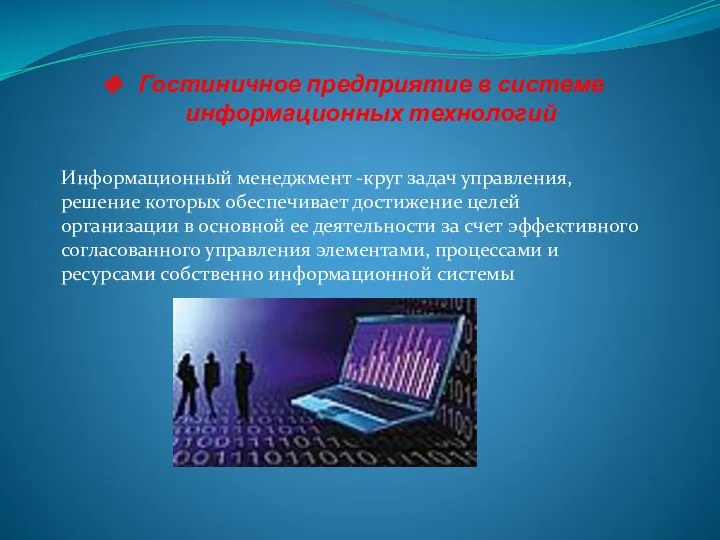 Гостиничное предприятие в системе информационных технологий Информационный менеджмент -круг задач