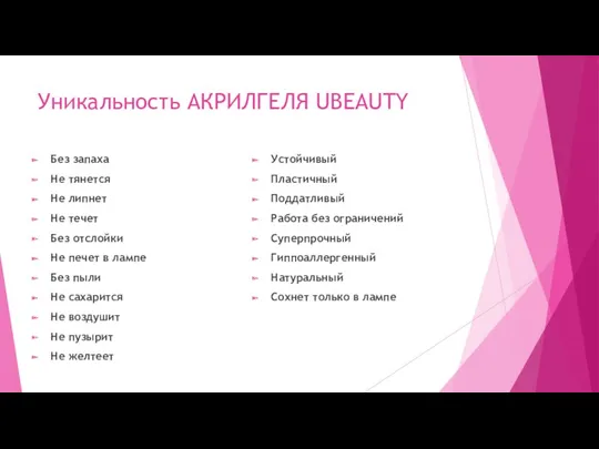 Уникальность АКРИЛГЕЛЯ UBEAUTY Без запаха Не тянется Не липнет Не