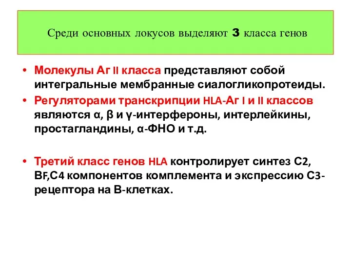 Молекулы Аг II класса представляют собой интегральные мембранные сиалогликопротеиды. Регуляторами