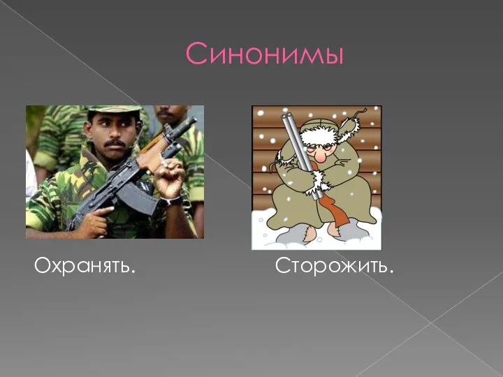 Синонимы Охранять. Сторожить.