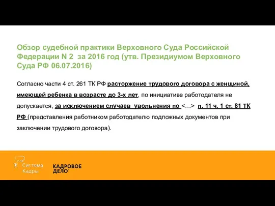 Обзор судебной практики Верховного Суда Российской Федерации N 2 за