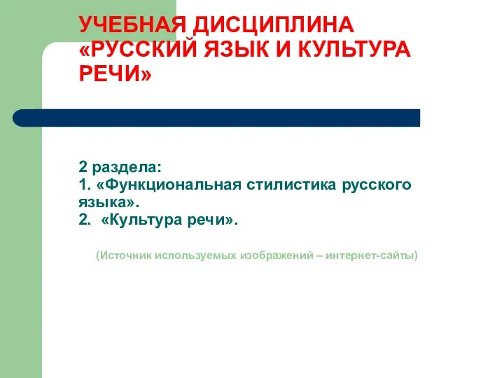 Русский литературный язык как нормативная речевая сфера русского национального языка. Лекция 1