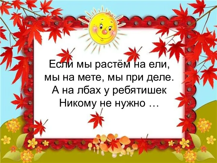 Если мы растём на ели, мы на мете, мы при