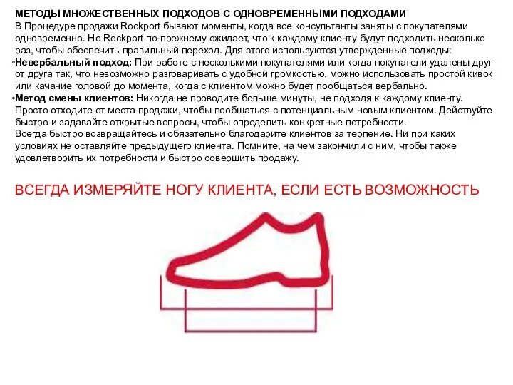 МЕТОДЫ МНОЖЕСТВЕННЫХ ПОДХОДОВ С ОДНОВРЕМЕННЫМИ ПОДХОДАМИ В Процедуре продажи Rockport