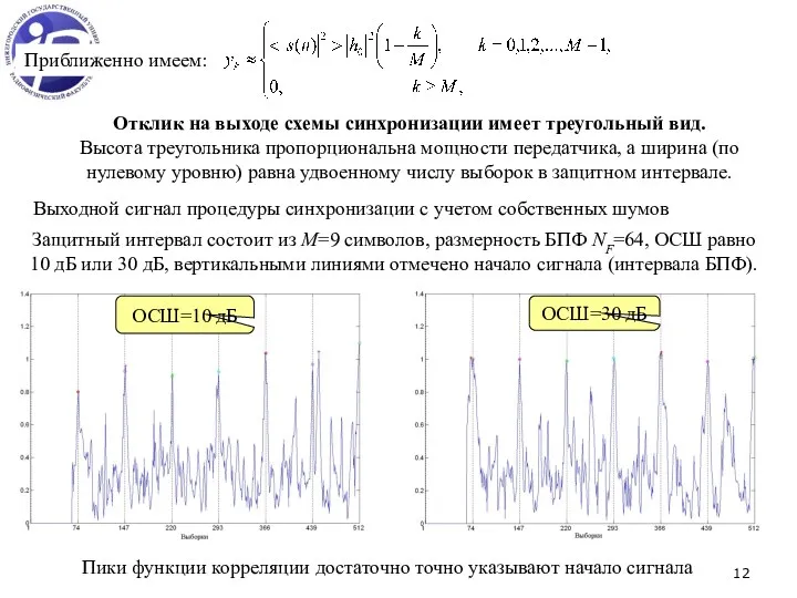 Приближенно имеем: Отклик на выходе схемы синхронизации имеет треугольный вид.