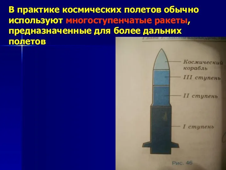 В практике космических полетов обычно используют многоступенчатые ракеты, предназначенные для более дальних полетов