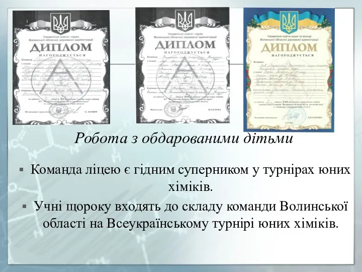 Робота з обдарованими дітьми Команда ліцею є гідним суперником у