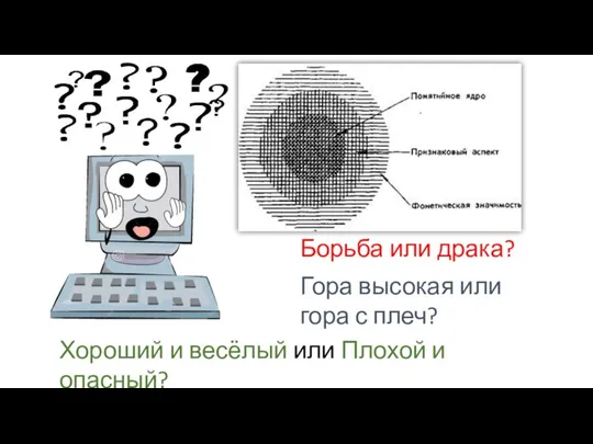 Борьба или драка? Гора высокая или гора с плеч? Хороший и весёлый или Плохой и опасный?