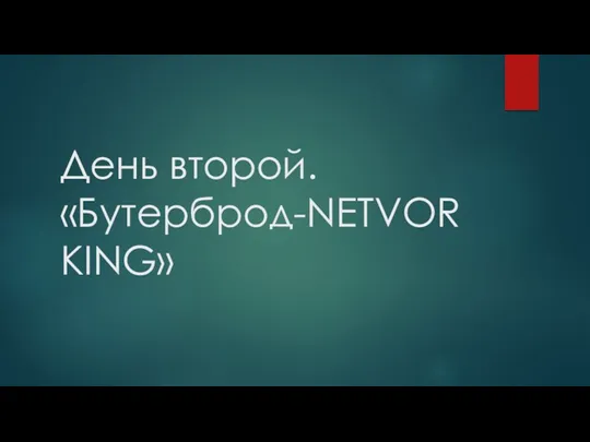 День второй. «Бутерброд-NETVORKING»