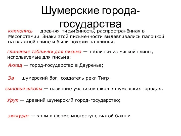 Шумерские города-государства клинопись — древняя письменность, распространённая в Месопотамии. Знаки