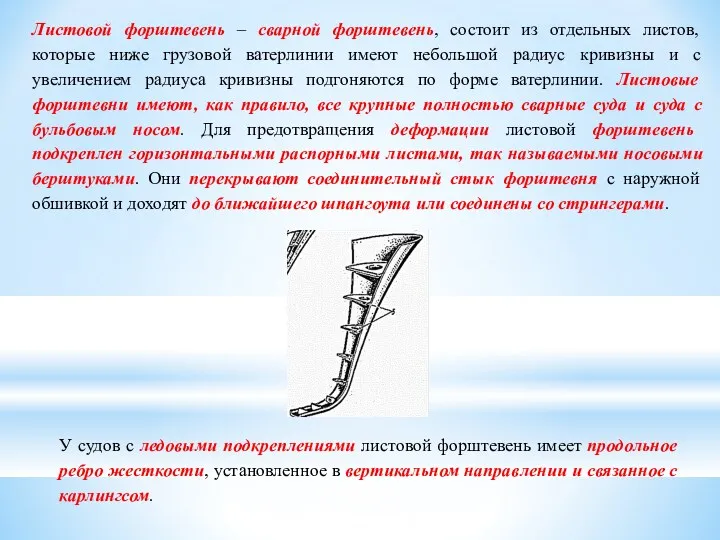 Листовой форштевень – сварной форштевень, состоит из отдельных листов, которые