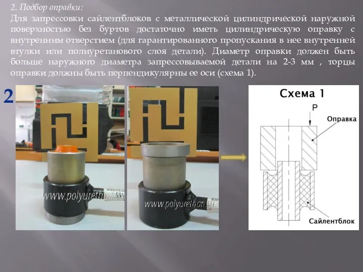 2. Подбор оправки: Для запрессовки сайлентблоков с металлической цилиндрической наружной