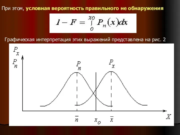 При этом, условная вероятность правильного не обнаружения Графическая интерпретация этих выражений представлена на рис. 2