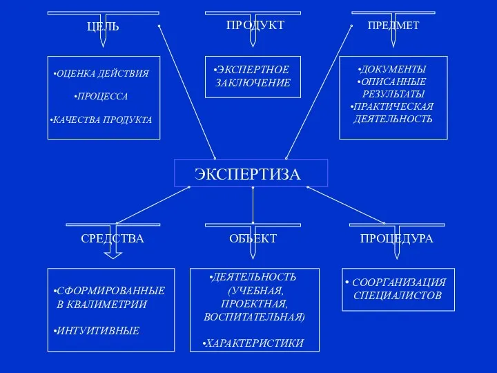 ЭКСПЕРТИЗА ЦЕЛЬ ОЦЕНКА ДЕЙСТВИЯ ПРОЦЕССА КАЧЕСТВА ПРОДУКТА ДЕЯТЕЛЬНОСТЬ (УЧЕБНАЯ, ПРОЕКТНАЯ,