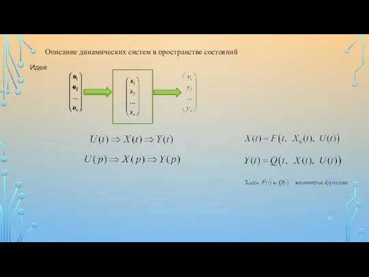 Описание динамических систем в пространстве состояний Идея