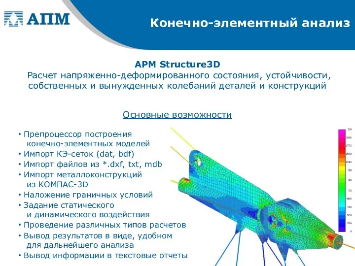 Конечно-элементный анализ APM Structure3D Расчет напряженно-деформированного состояния, устойчивости, собственных и