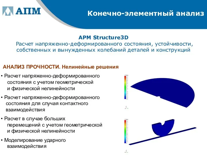 APM Structure3D Расчет напряженно-деформированного состояния, устойчивости, собственных и вынужденных колебаний деталей и конструкций