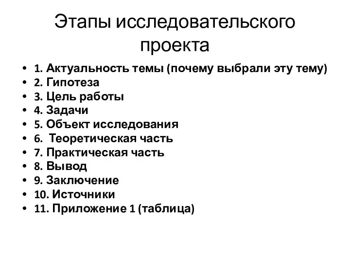 Этапы исследовательского проекта 1. Актуальность темы (почему выбрали эту тему)