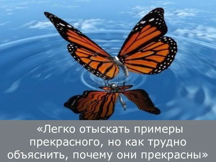 «Легко отыскать примеры прекрасного, но как трудно объяснить, почему они прекрасны»