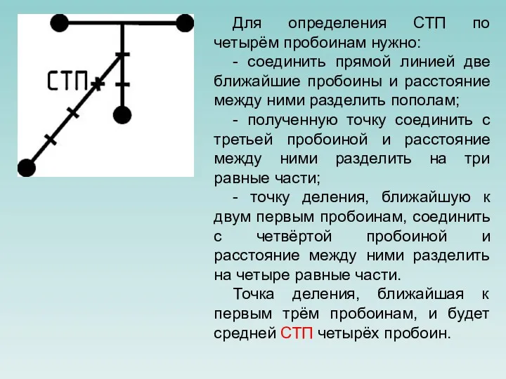 Для определения СТП по четырём пробоинам нужно: - соединить прямой