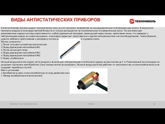 ВИДЫ АНТИСТАТИЧЕСКИХ ПРИБОРОВ 17/03/20 ЗНАНИЕ. ОПЫТ. МАСТЕРСТВО. Антистатические планки создают