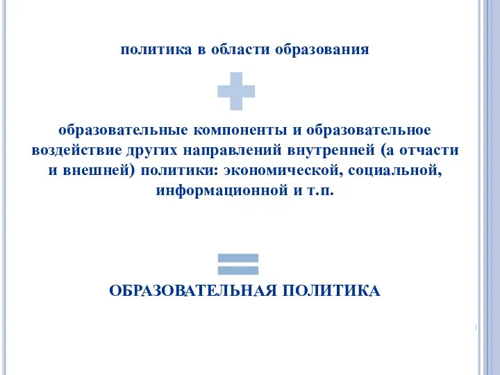 политика в области образования образовательные компоненты и образовательное воздействие других