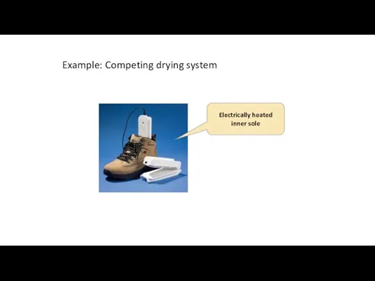 Example: Competing drying system Electrically heated inner sole