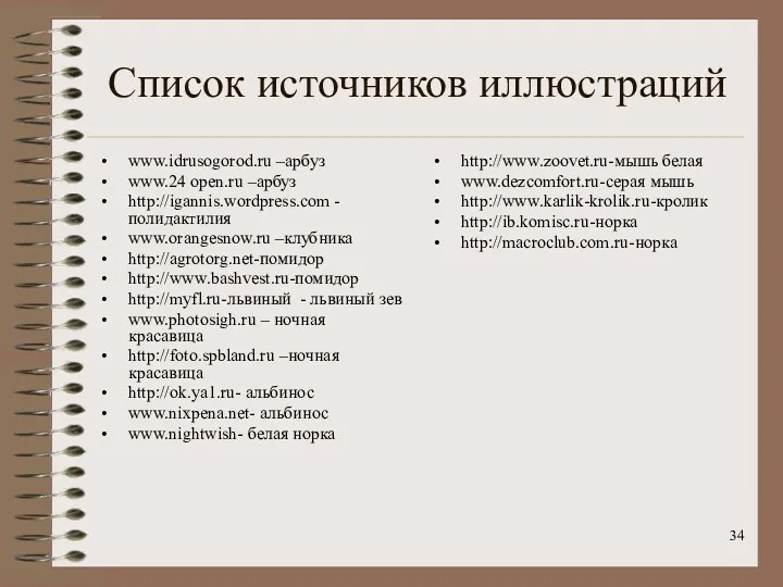 Список источников иллюстраций www.idrusogorod.ru –арбуз www.24 open.ru –арбуз http://igannis.wordpress.com -