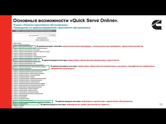 Основные возможности «Quick Serve Online». Раздел «Условия гарантийного обслуживания». Руководство по администрированию гарантийного