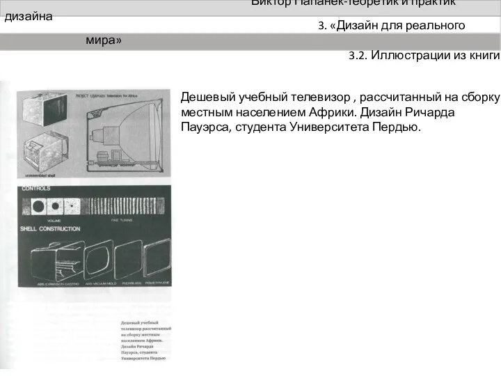 Виктор Папанек-теоретик и практик дизайна Дешевый учебный телевизор , рассчитанный