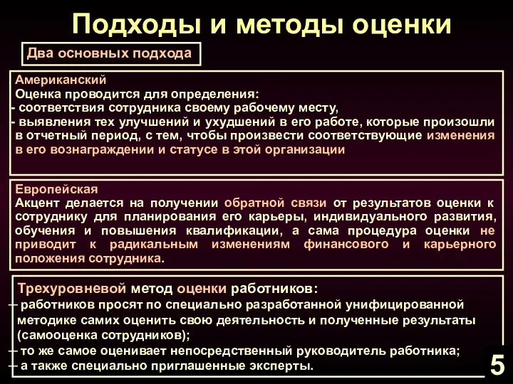 Трехуровневой метод оценки работников: работников просят по специально разработанной унифицированной