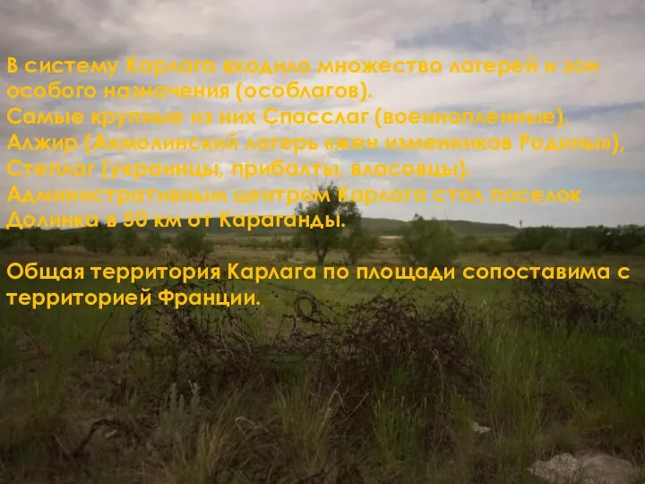 В систему Карлага входило множество лагерей и зон особого назначения