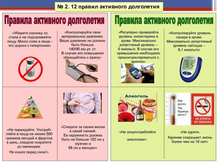 № 2. 12 правил активного долголетия