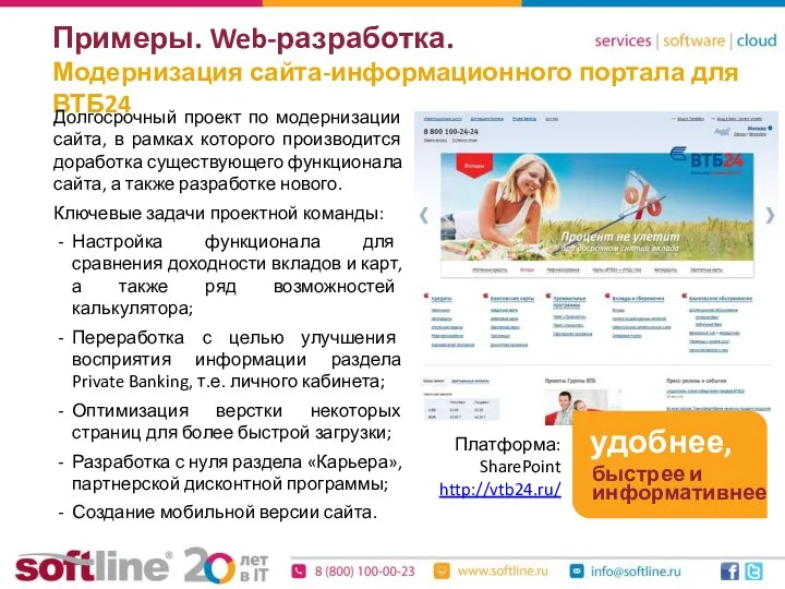 Примеры. Web-разработка. Модернизация сайта-информационного портала для ВТБ24 Долгосрочный проект по