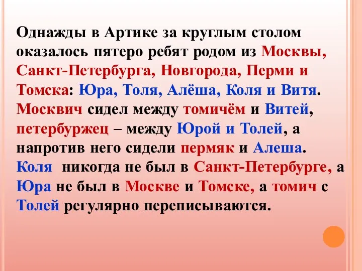 Однажды в Артике за круглым столом оказалось пятеро ребят родом