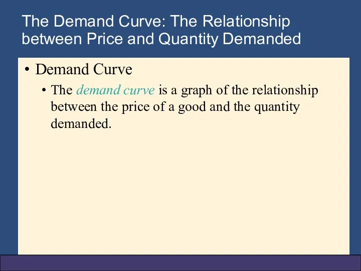 The Demand Curve: The Relationship between Price and Quantity Demanded Demand Curve The