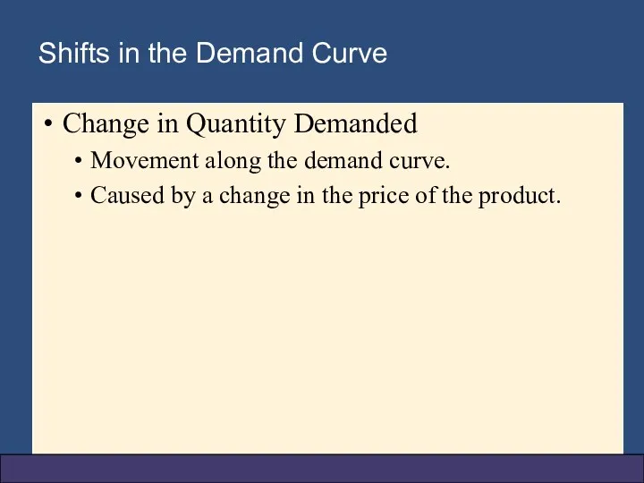 Shifts in the Demand Curve Change in Quantity Demanded Movement