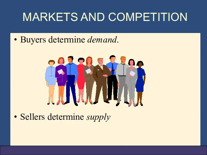 MARKETS AND COMPETITION Buyers determine demand. Sellers determine supply