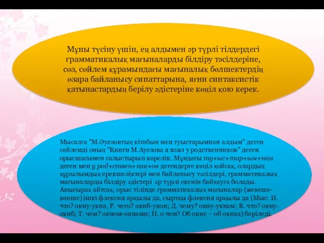 Мұны түсіну үшін, ең алдымен әр түрлі тілдердегі грамматикалық мағыналарды