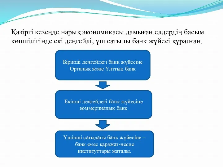 Қазіргі кезеңде нарық экономикасы дамыған елдердің басым көпшілігінде екі деңгейлі,