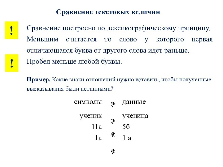 Сравнение построено по лексикографическому принципу. Меньшим считается то слово у