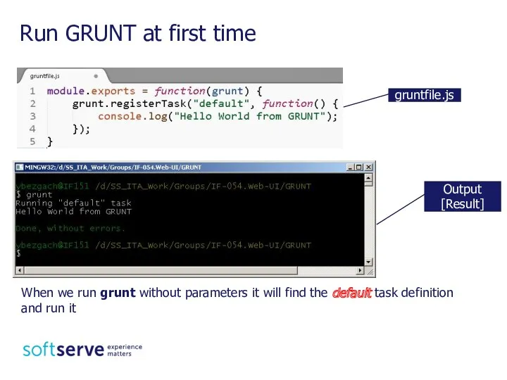 Run GRUNT at first time gruntfile.js Output [Result] When we