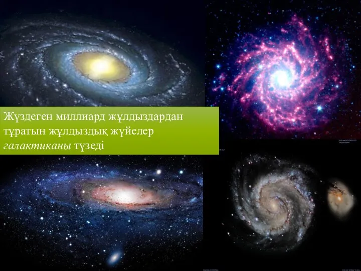 Жүздеген миллиард жұлдыздардан тұратын жұлдыздық жүйелер галактиканы түзеді