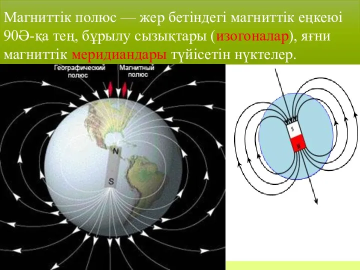 Магниттік полюс — жер бетіндегі магниттік еңкеюі 90Ә-қа тең, бұрылу