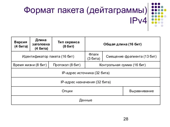 Формат пакета (дейтаграммы) IPv4