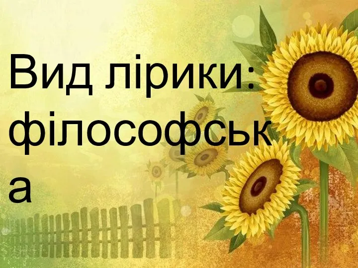 Вид лірики: філософська