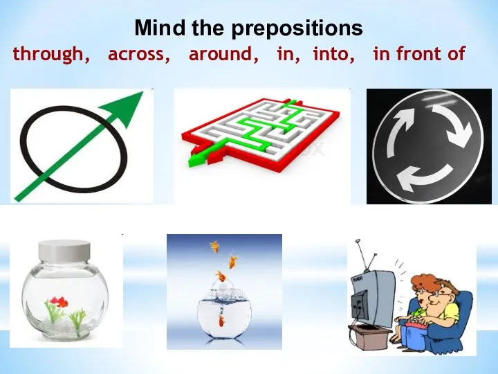 Mind the prepositions through, across, around, in, into, in front of