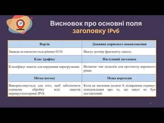 Висновок про основні поля заголовку IPv6