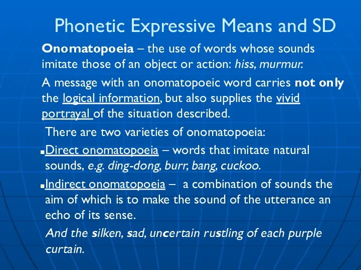 Phonetic Expressive Means and SD Onomatopoeia – the use of